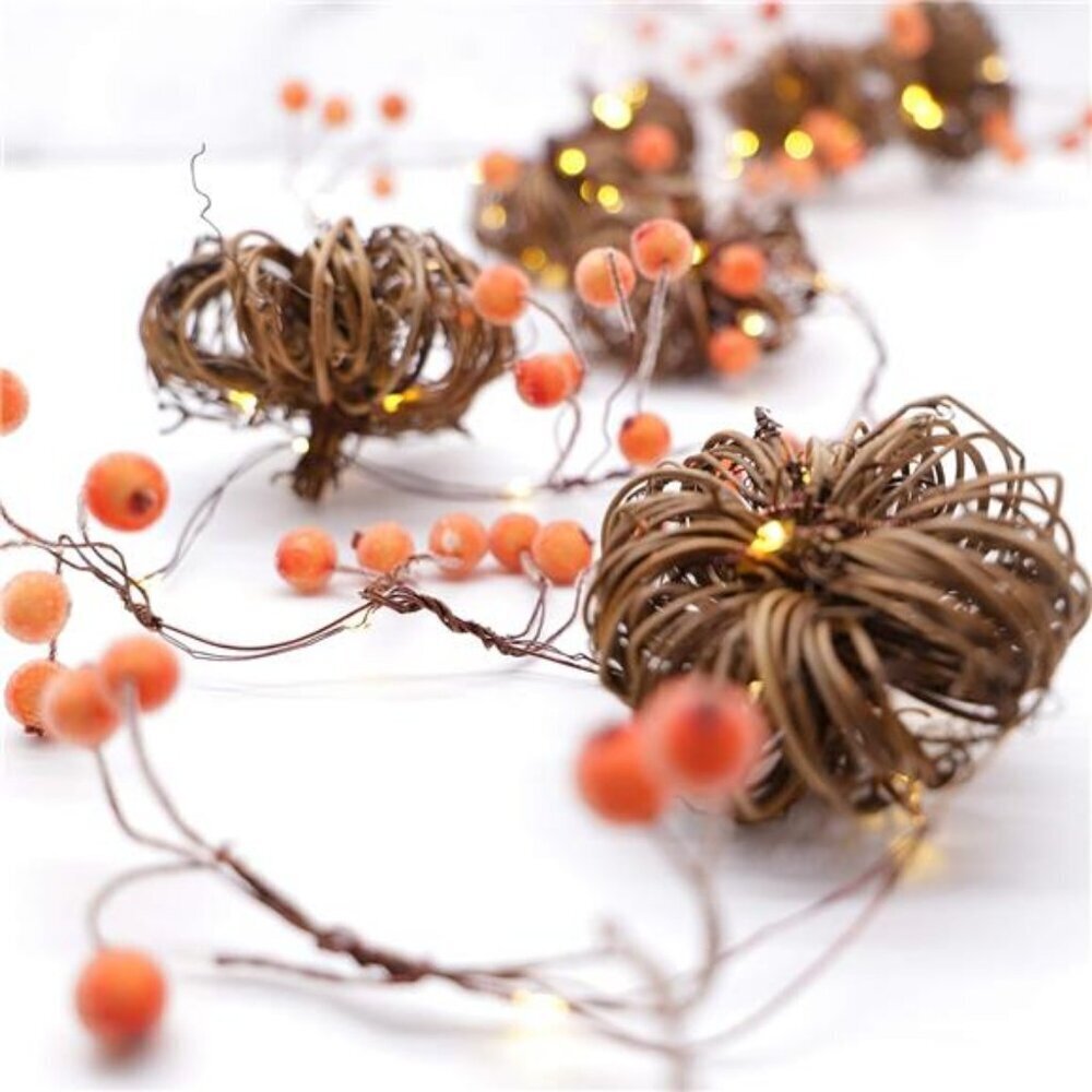 Pumpkin String Lights 10ft 30LED Fall Garland Battery Powered